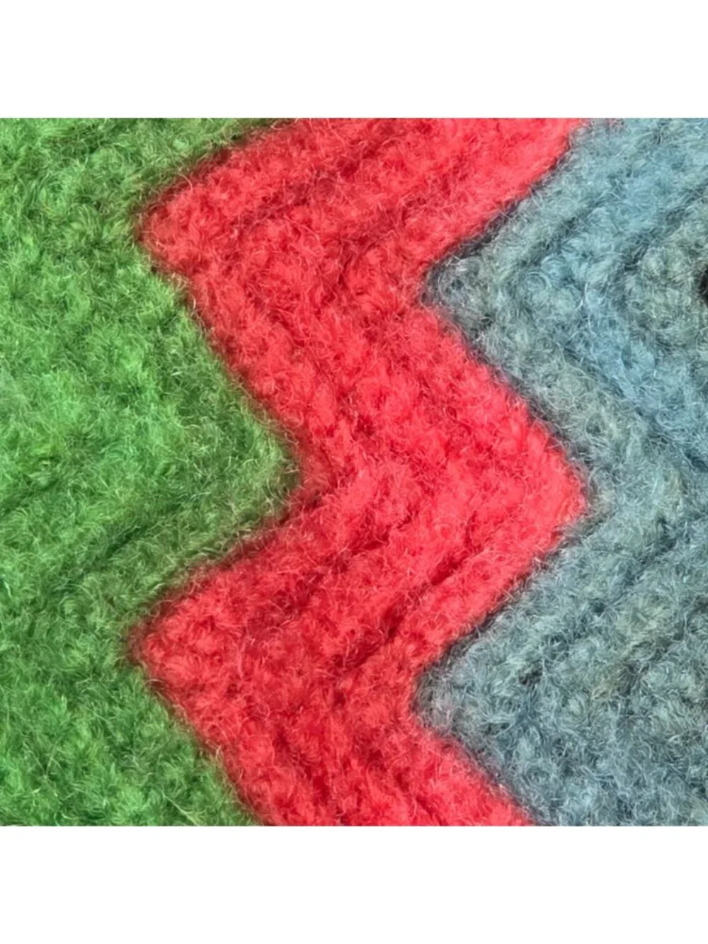 Vintage 1970s Wool Blend Rainbow Chevron Zigzag Knitted Throw Blanket 59